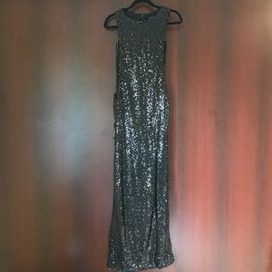 Cheryl Sequin Maxi w/ Thigh Split & Lace Up Sides